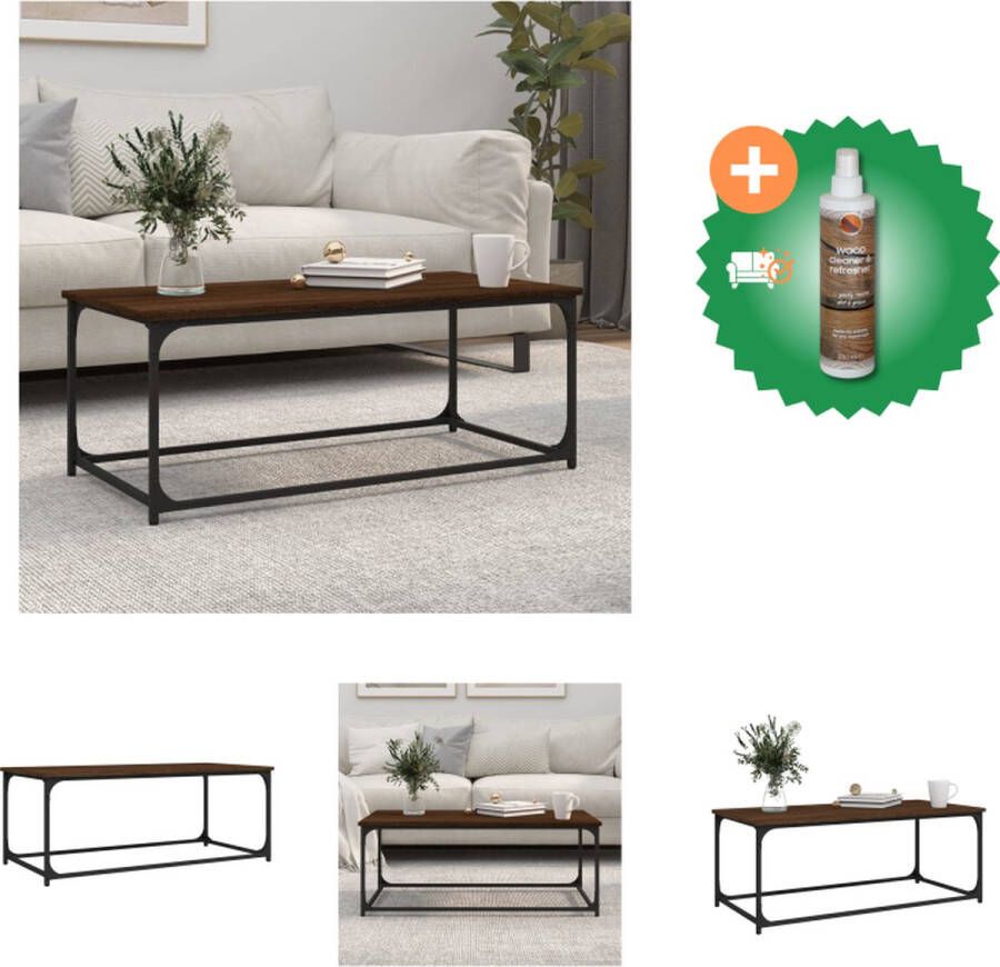 VidaXL Salontafel 102x50x40 cm bewerkt hout en ijzer bruineikenkleur Tafel Inclusief Houtreiniger en verfrisser