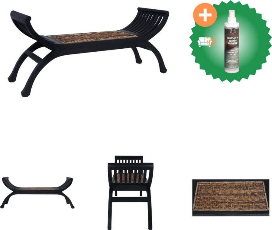 VidaXL Klassieke Stijl Bank 120 x 36 x 58 cm Massief mangohout en abaca massief Donkerbruin 120 kg Hocker Inclusief Reiniger