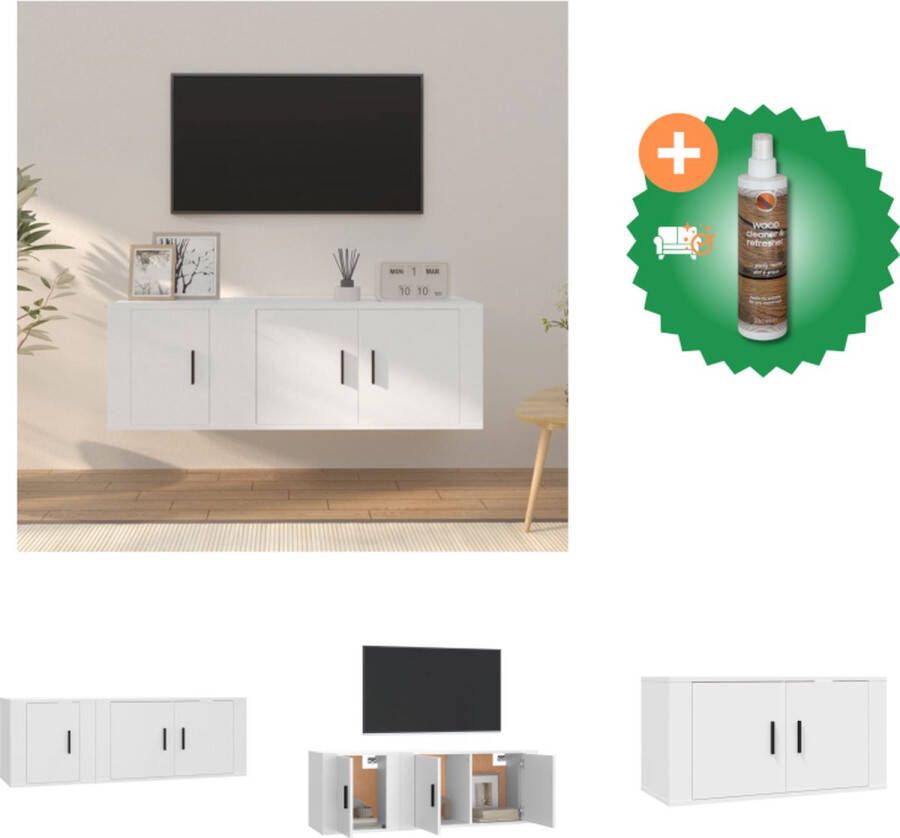VidaXL Klassieke televisiekast set TV-meubel 80x34.5x40cm TV-meubel 40x34.5x40cm Wit Kast Inclusief Houtreiniger en verfrisser