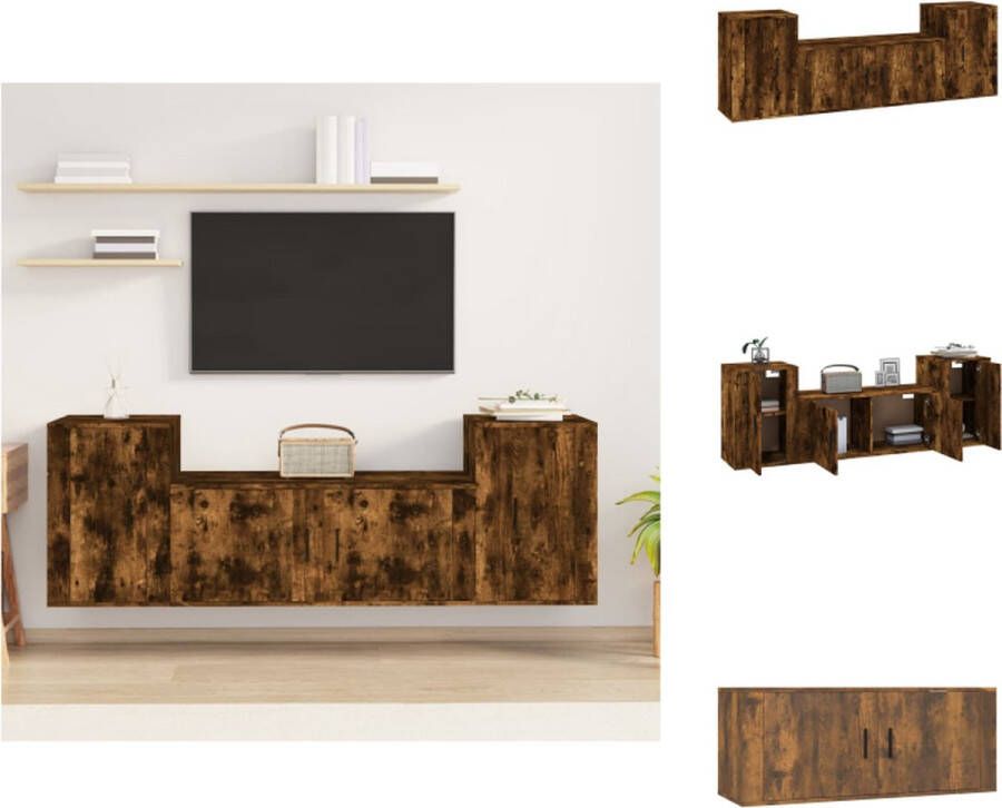 VidaXL Tv-kast Tv-kasten Tv-meubel Hifi-meubel 3-delige Tv-meubelset bewerkt hout gerookt eikenkleurig