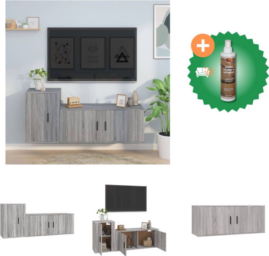 VidaXL Klassieke televisiekastenset 100 x 34.5 x 40 cm Kleur- grijs sonoma eiken Kast Inclusief Houtreiniger en verfrisser