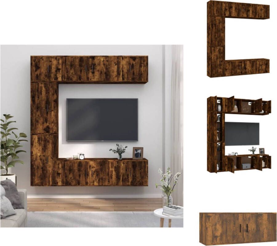 VidaXL Klassieke televisiekastenset 2x 100x34.5x40cm 2x 40x34.5x80cm 3x 40x34.5x40cm Gerookt eiken Kast - Foto 2