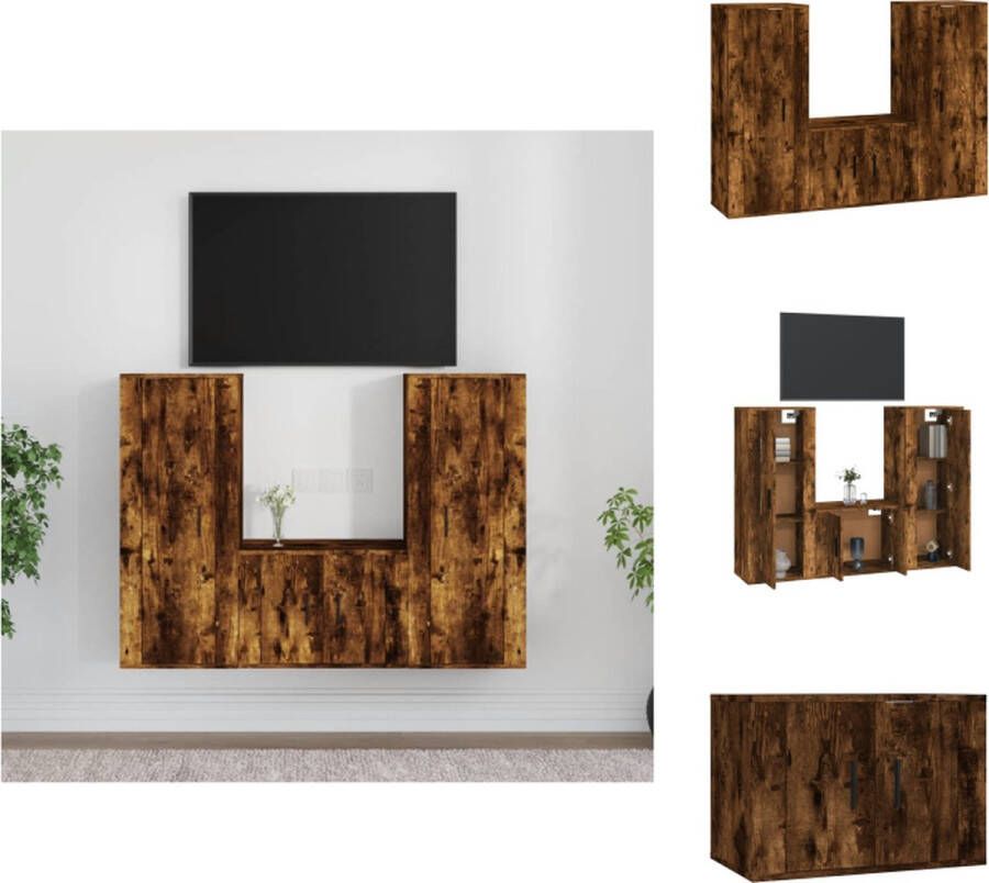 VidaXL Tv-kast Tv-kasten Tv-meubel Hifi-meubel 3-delige Tv-meubelset bewerkt hout gerookt eikenkleurig - Foto 2