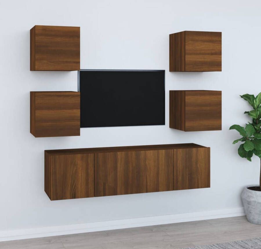 VidaXL Klassieke Televisiekastenset 2x 60x30x30cm + 4x 30.5x30x30cm Bruineiken Kast