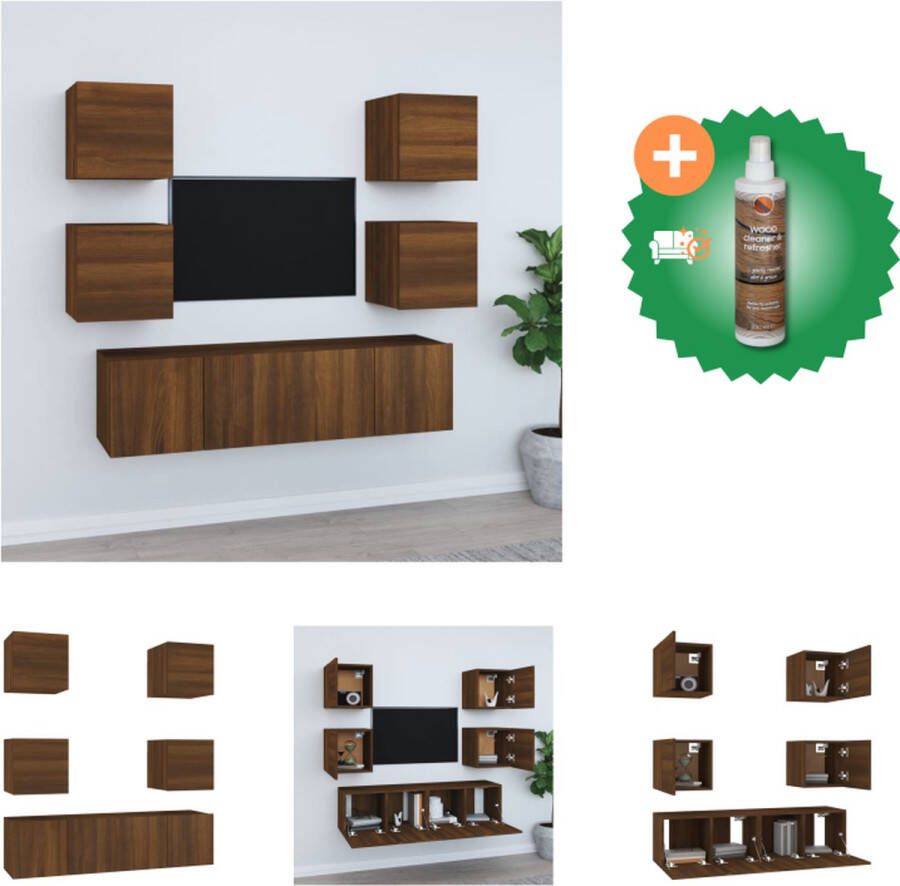 VidaXL Klassieke Televisiekastenset 2x 60x30x30cm + 4x 30.5x30x30cm Bruineiken Kast Inclusief Houtreiniger en verfrisser