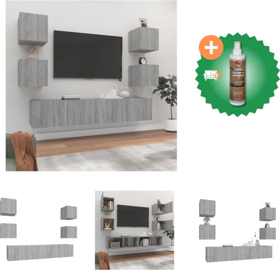 VidaXL Klassieke Televisiekastenset 2x 80 x 30 x 30 cm + 4x 30.5 x 30 x 30 cm Grijs Sonoma Eiken Kast Inclusief Houtreiniger en verfrisser