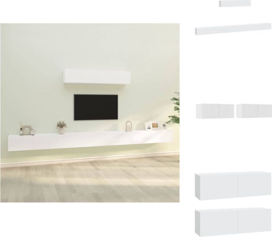 VidaXL Televisiemeubelset Klassiek Wit 6 stuks 80 x 30 x 30 cm en 30.5 x 30 x 30 cm Kast - Foto 9