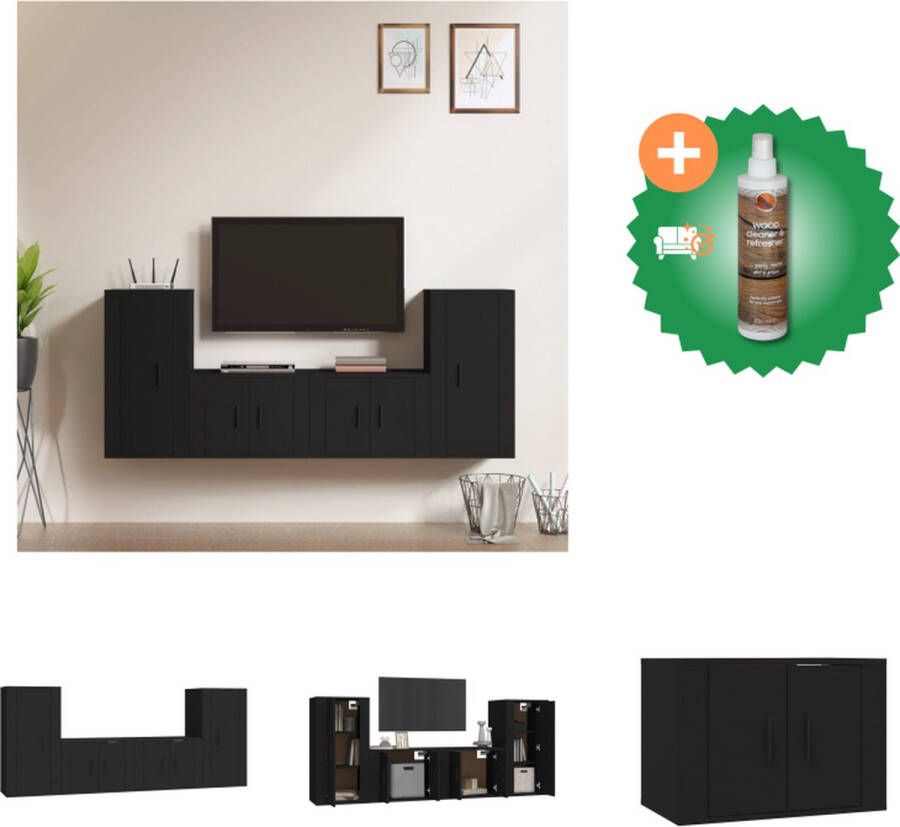 VidaXL TV-meubelset Zwarte bewerkt hout 30.5 x 30 x 30 cm 60 x 30 x 30 cm 80 x 30 x 30 cm (B x D x H) Wandmontage ontwerp Kast Inclusief Houtreiniger en verfrisser - Foto 6