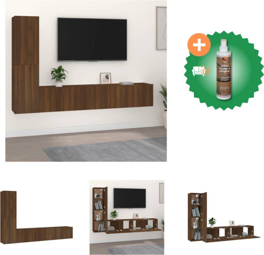 VidaXL Wandmontage TV-meubelset Bruineiken 30.5 x 30 x 30 cm 80 x 30 x 30 cm (B x D x H) Duurzaam en voldoende opbergruimte Kast Inclusief Houtreiniger en verfrisser - Foto 3
