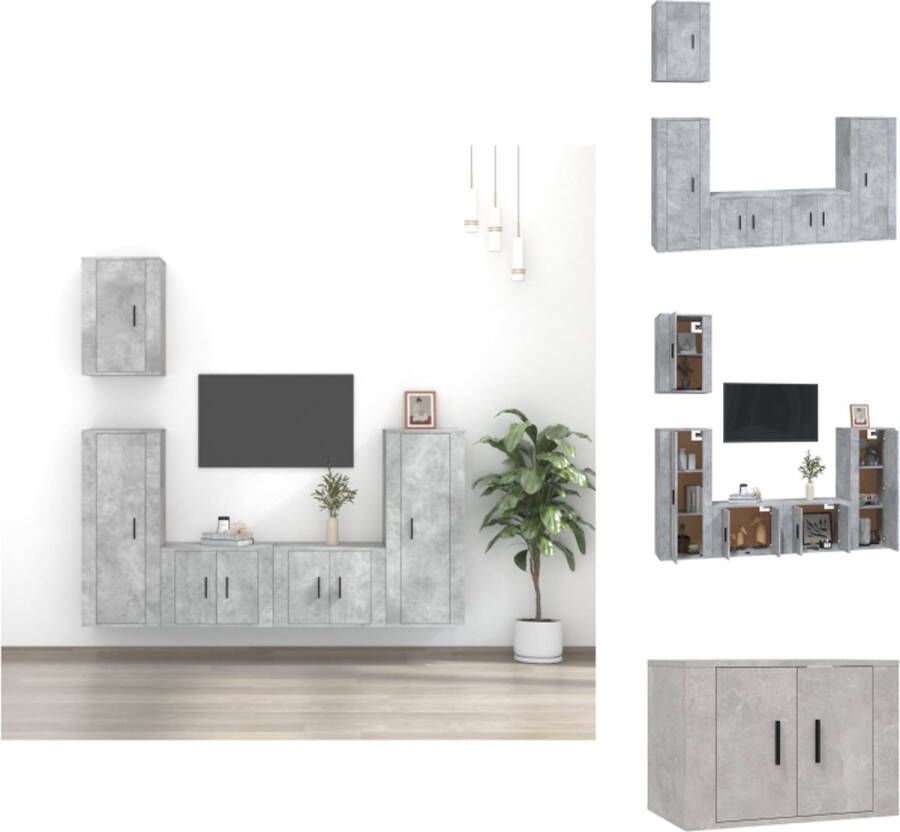 VidaXL Klassieke televisiekastenset Betongrijs 2 x 57x34.5x40 cm + 2 x 40x34.5x100 cm + 1 x 40x34.5x60 cm Kast
