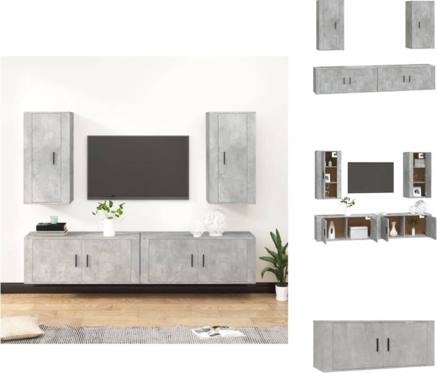 VidaXL Klassieke televisiekastenset betongrijs wandgemonteerd 100 x 34.5 x 40 cm 40 x 34.5 x 80 cm Kast