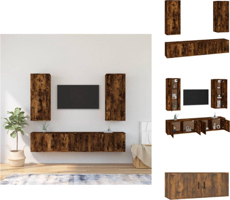 VidaXL Klassieke televisiekastenset Bewerkt hout 2x40x34.5x100cm 2x100x34.5x40cm Gerookt eiken Kast