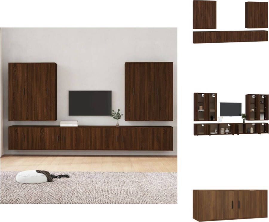 VidaXL Klassieke televisiekastenset bewerkt hout 4x40x34.5x100cm 2x100x34.5x40cm 2x40x34.5x40cm bruineiken Kast