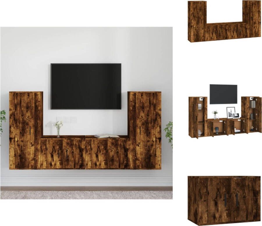 VidaXL Tv-kast Tv-kasten Tv-meubel Hifi-meubel 4-delige Tv-meubelset bewerkt hout gerookt eikenkleurig - Foto 2