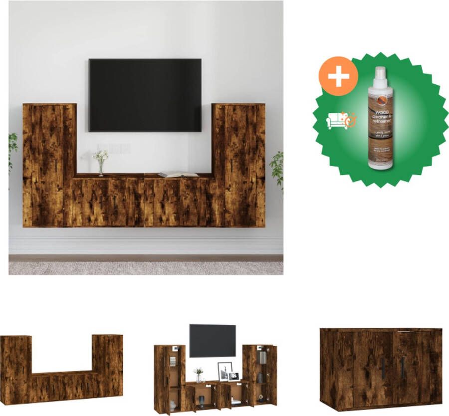 VidaXL Klassieke televisiekastenset TV-meubel 30.5x30x90 cm 30.5x30x60 cm 80x30x30 cm Gerookt eiken Kast Inclusief Houtreiniger en verfrisser - Foto 7