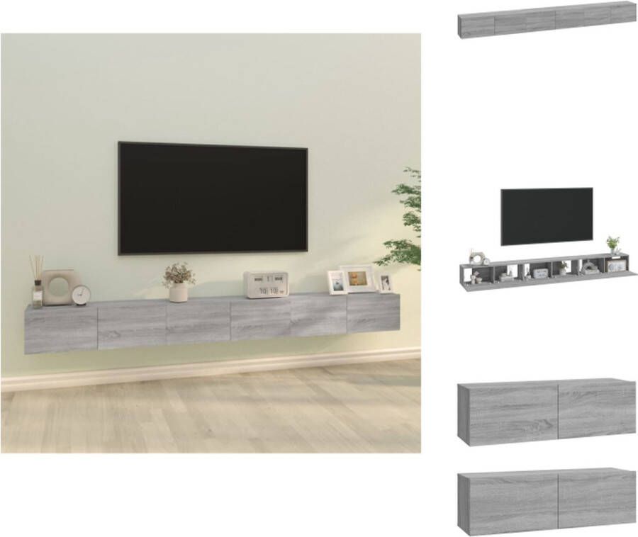 vidaXL Klassieke Televisiekastenset Grijs Sonoma Eiken 100 x 30 x 30 cm 3 x tv-meubel Kast