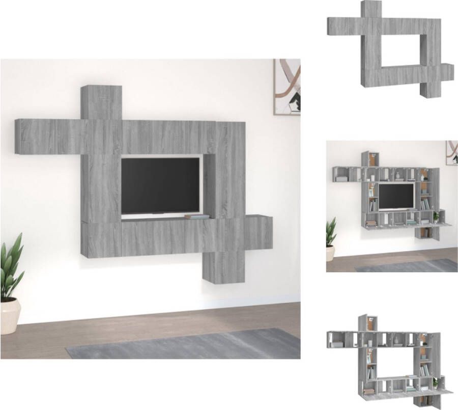 VidaXL Klassieke Televisiekastenset Grijs Sonoma Eiken 2x30.5x30x30cm 6x60x30x30cm 1x30.5x30x60cm 1x30.5x30x90cm Kast - Foto 2
