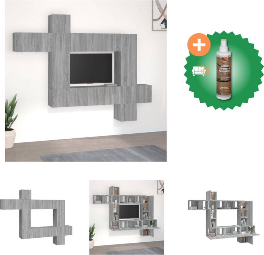VidaXL Klassieke Televisiekastenset Grijs Sonoma Eiken 2x30.5x30x30cm 6x60x30x30cm 1x30.5x30x60cm 1x30.5x30x90cm Kast Inclusief Houtreiniger en verfrisser