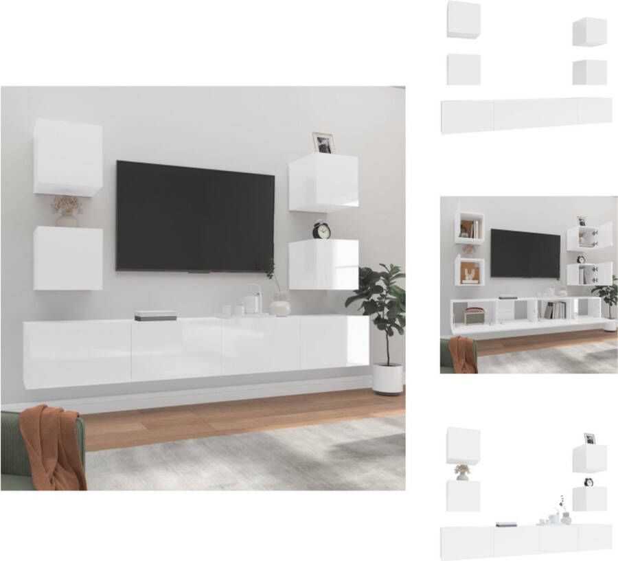 VidaXL Klassieke televisiekastenset TV-meubel 100x30x30cm Hoogglans wit Kast