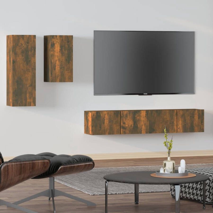 vidaXL Klassieke televisiekastenset TV-meubel 30.5x30x90 cm 30.5x30x60 cm 80x30x30 cm Gerookt eiken