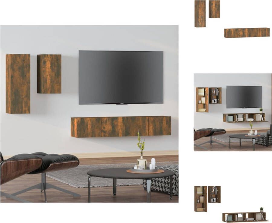 VidaXL Klassieke televisiekastenset TV-meubel 30.5x30x90 cm 30.5x30x60 cm 80x30x30 cm Gerookt eiken Kast