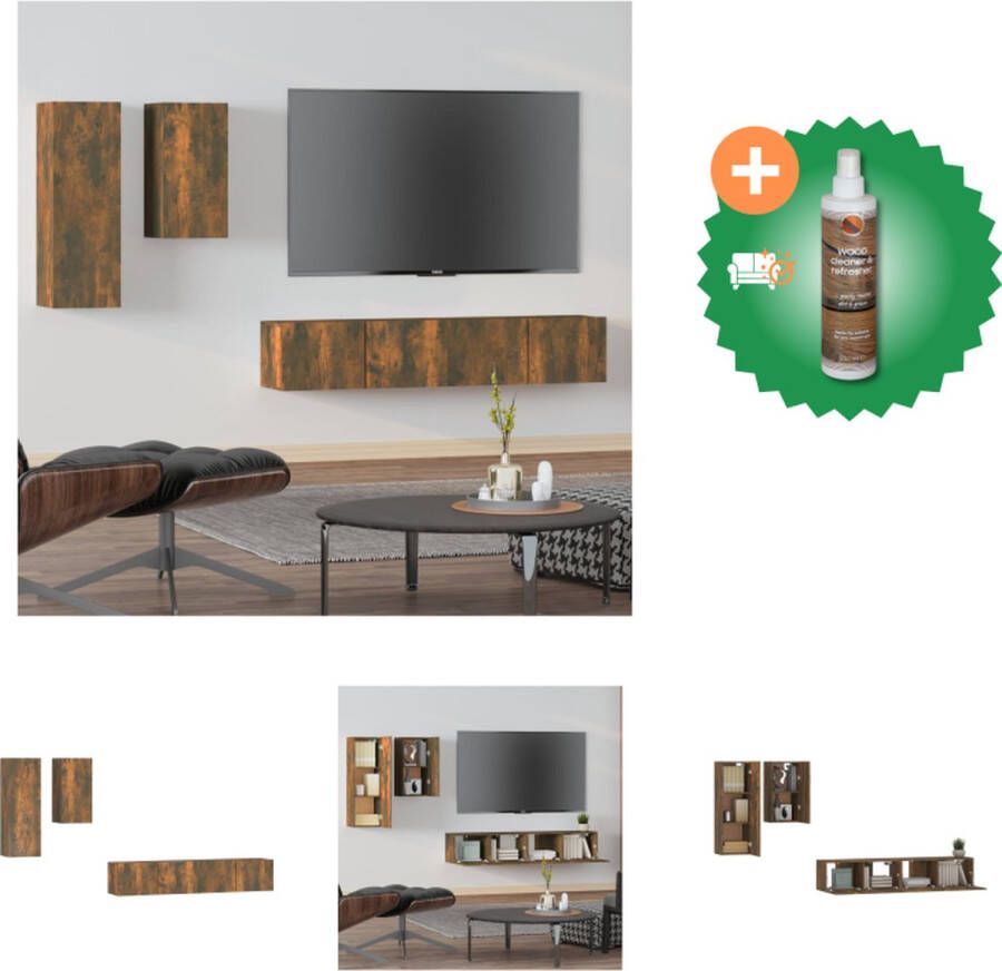 VidaXL Klassieke televisiekastenset TV-meubel 30.5x30x90 cm 30.5x30x60 cm 80x30x30 cm Gerookt eiken Kast Inclusief Houtreiniger en verfrisser - Foto 2