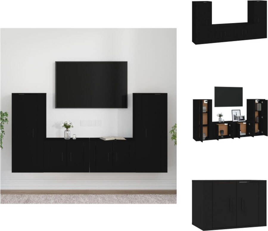 vidaXL Klassieke Televisiekastenset TV-Meubel 40 x 34.5 x 100 cm 57 x 34.5 x 40 cm Zwart Kast