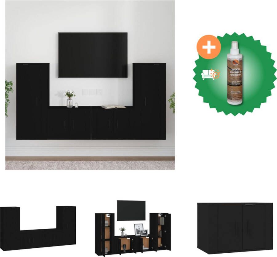 VidaXL TV-meubelset Zwarte bewerkt hout 30.5 x 30 x 30 cm 60 x 30 x 30 cm 80 x 30 x 30 cm (B x D x H) Wandmontage ontwerp Kast Inclusief Houtreiniger en verfrisser - Foto 4
