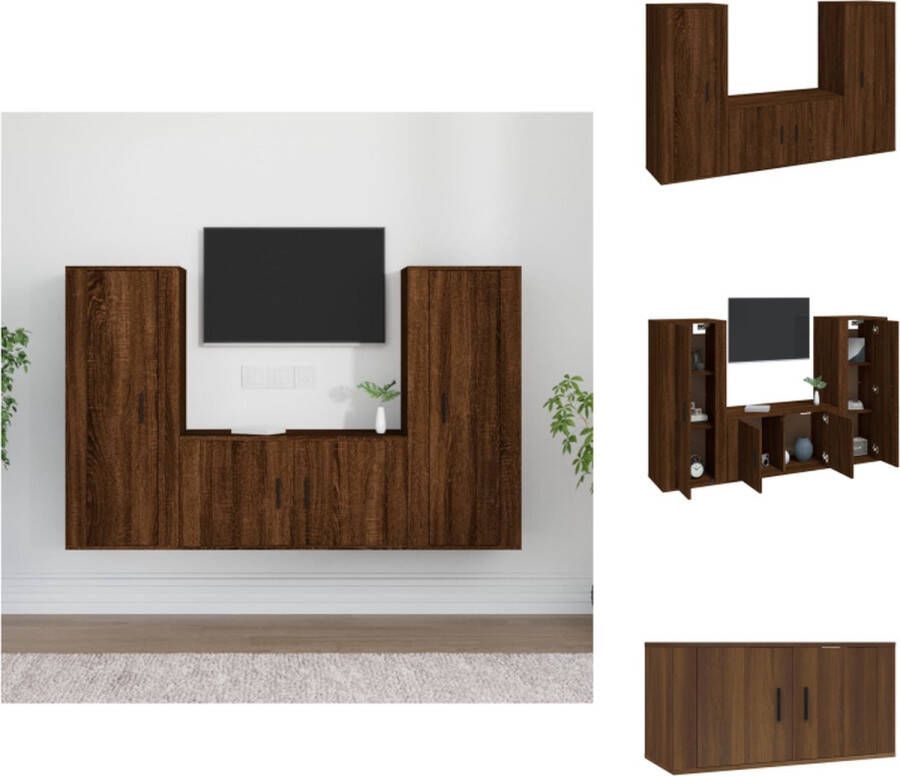 VidaXL Klassieke televisiekastenset tv-meubel 40 x 34.5 x 100 cm tv-meubel 80 x 34.5 x 40 cm bruineiken Kast - Foto 1