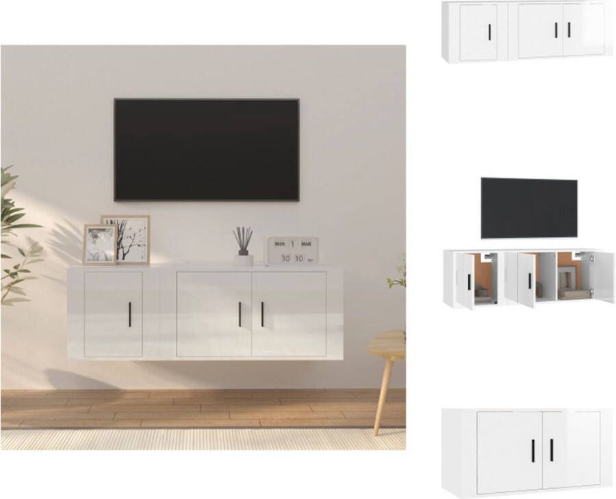 vidaXL Klassieke Televisiekastenset Tv-meubel- 80 x 34.5 x 40 cm Tv-meubel- 40 x 34.5 x 40 cm Hoogglans wit Kast