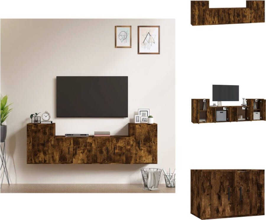 VidaXL Klassieke televisiekastenset TV-meubel Gerookt Eiken 2x 57x34.5x40 cm 2x 40x34.5x60 cm Kast