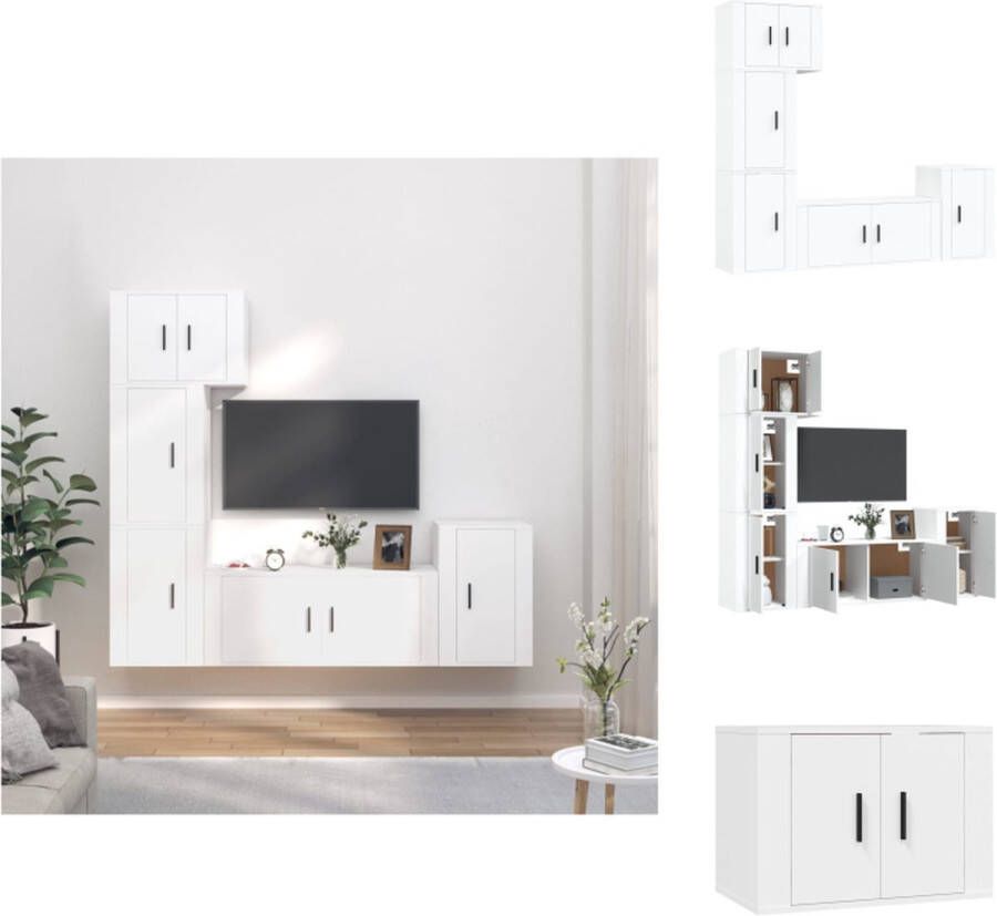 vidaXL Klassieke Televisiekastenset Tv-meubel Wit 57x34.5x40 cm 100x34.5x40 cm 40x34.5x60 cm Kast