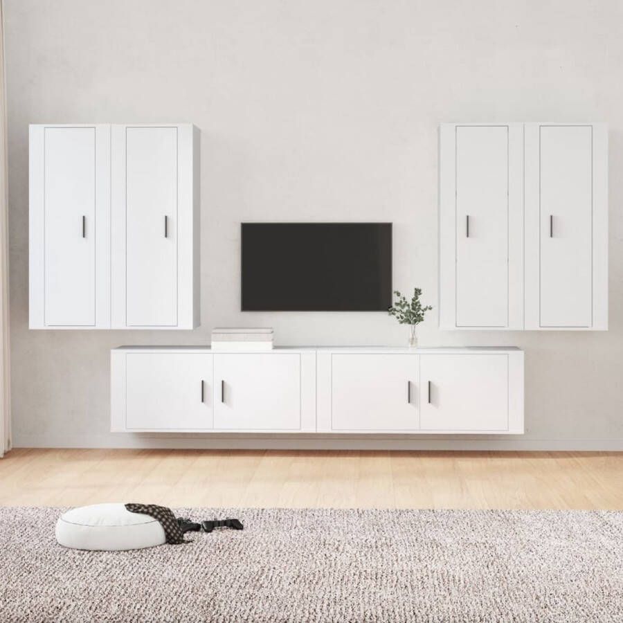 VidaXL Klassieke televisiekastenset wit 4 x 40x34.5x100cm + 2 x 100x34.5x40cm Kast