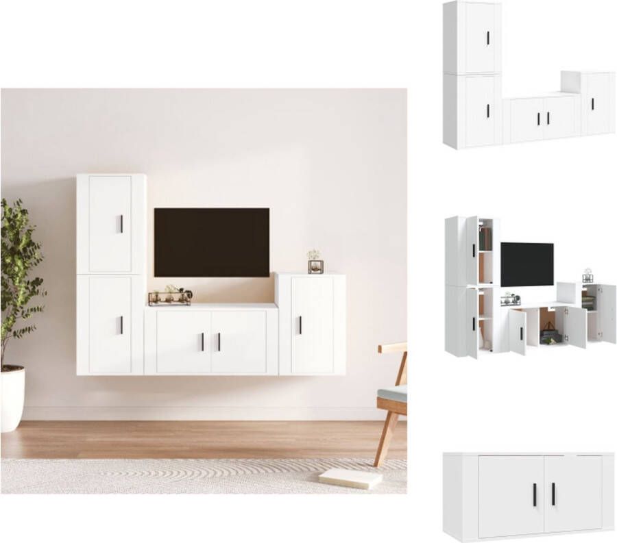 VidaXL Klassieke televisiekastenset Wit 80x34.5x40 cm 40x34.5x60 cm Bewerkt hout Kast - Foto 2