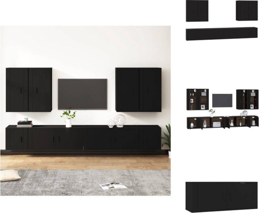 vidaXL klassieke televisiekastenset zwart 2x tv-meubel- 100x34.5x40 cm 2x tv-meubel- 40x34.5x40 cm 4x tv-meubel- 40x34.5x80 cm Kast