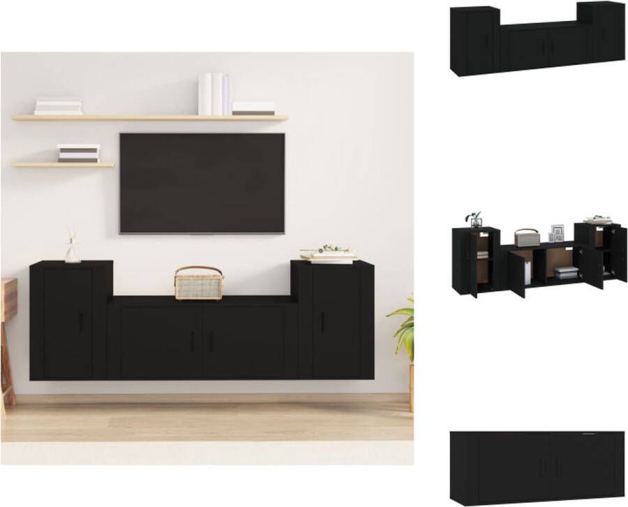 VidaXL Klassieke Televisiekastenset Zwart TV-meubel- 100 x 34.5 x 40 cm TV-meubel- 40 x 34.5 x 60 cm Kast