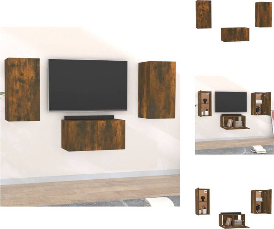 VidaXL Klassieke televisiemeubelset gerookt eiken 60x30x30 cm (1x) 30.5x30x60 cm (2x) Kast