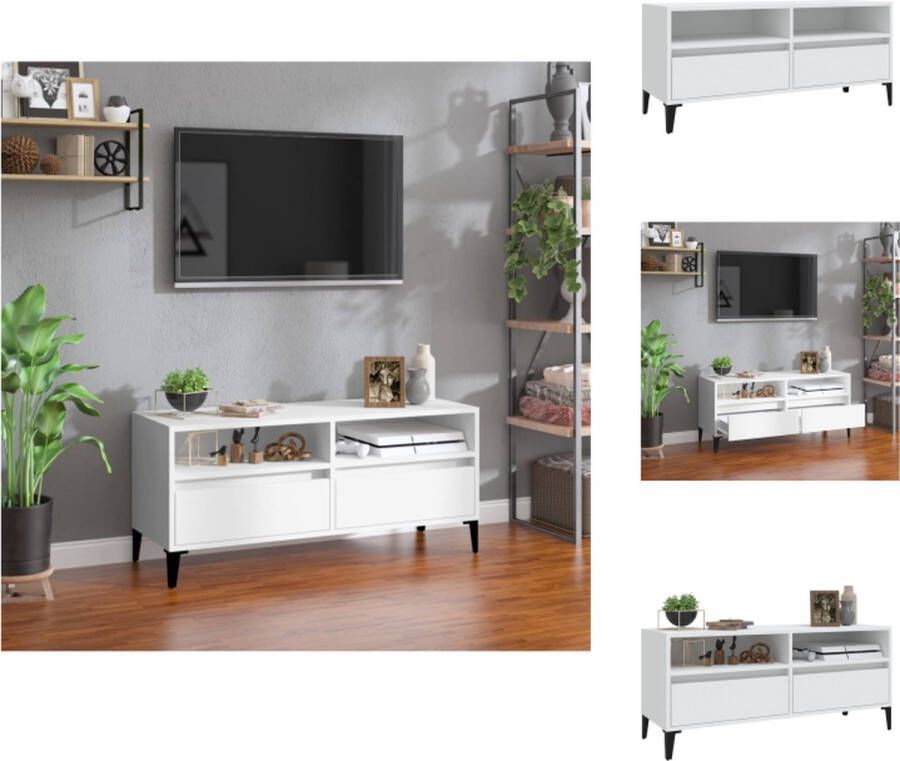 VidaXL Klassieke TV-kast 100 x 34.5 x 44.5 cm Duurzaam hout Wit Kast