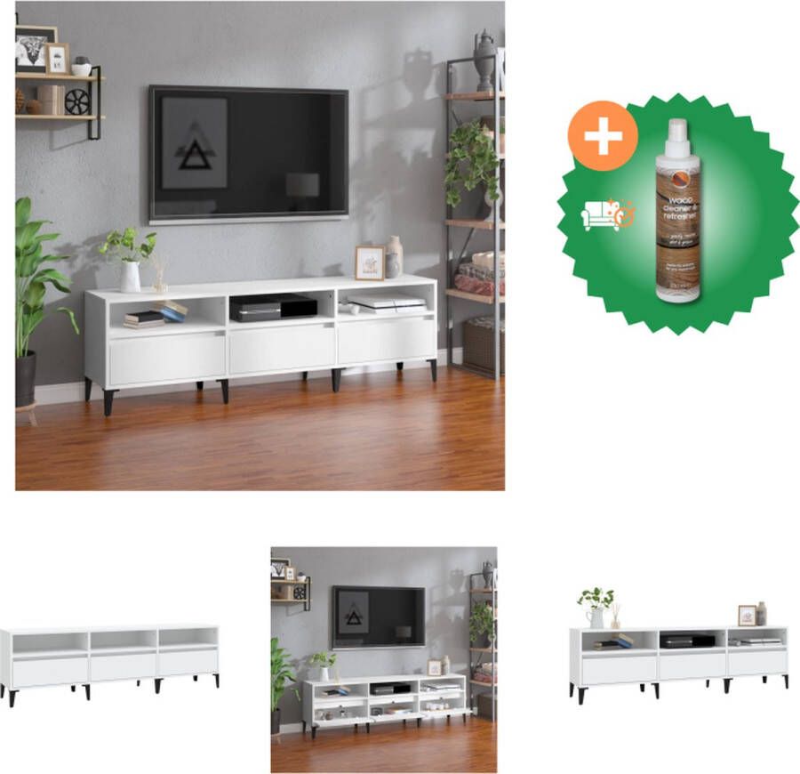 vidaXL Klassieke TV-kast 150 x 30 x 44.5 cm Duurzaam Veel opbergruimte Weergavefunctie Kast Inclusief Houtreiniger en verfrisser