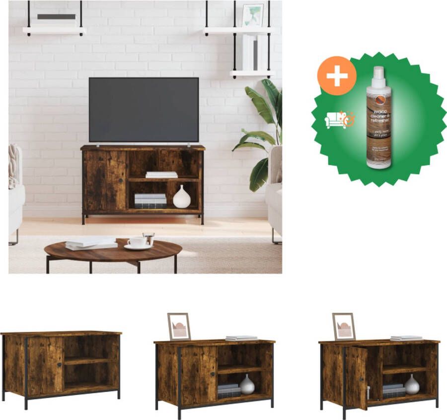 VidaXL Tv-meubel 80x40x50 cm bewerkt hout gerookt eikenkleurig Kast Inclusief Houtreiniger en verfrisser