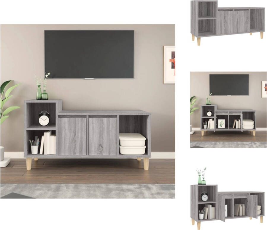 VidaXL Klassieke Tv-kast Grijs Sonoma Eiken 100 x 35 x 55 cm Bewerkt hout en massief eucalyptushout Kast