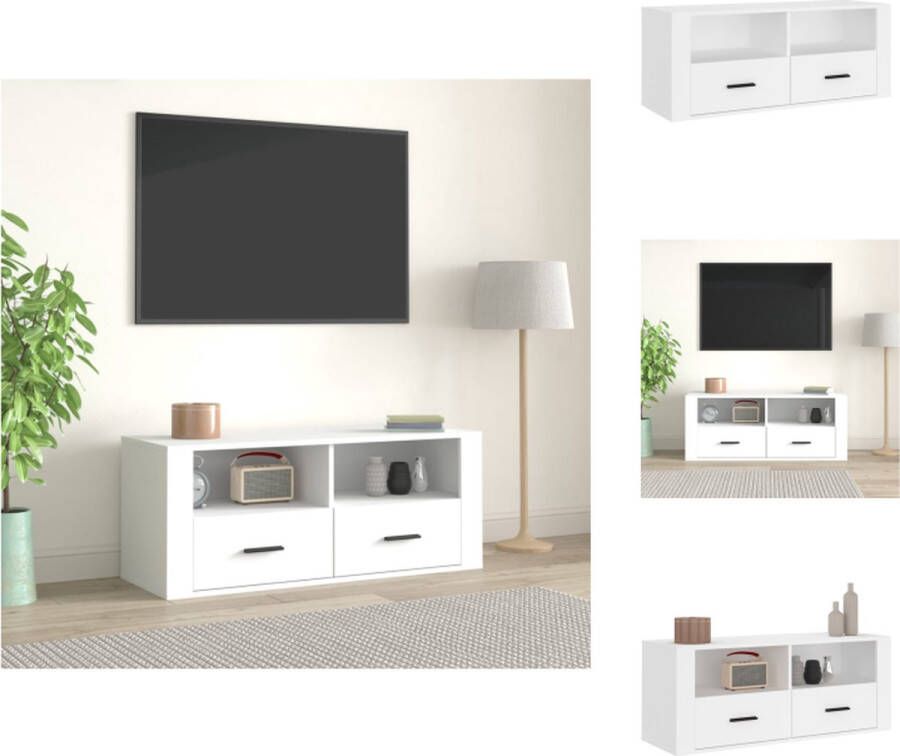 VidaXL Klassieke tv-kast Hoge kwaliteit hout Voldoende opbergruimte Stevig blad Wit 100x35x40 cm Kast