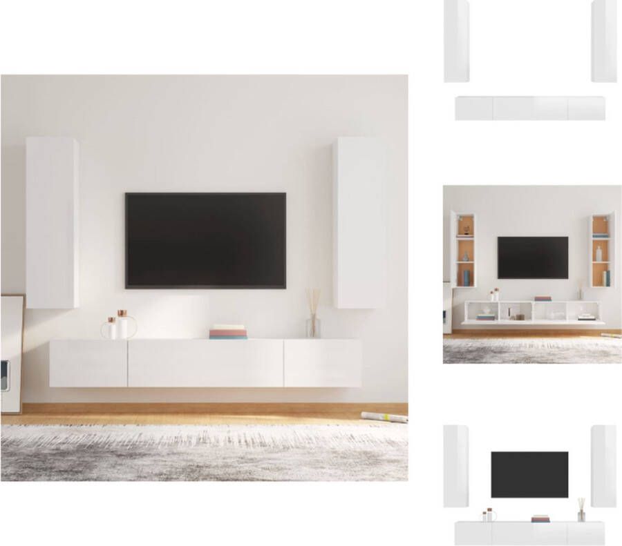 VidaXL Klassieke TV-meubelset Hoogglans wit 100x30x30cm 30.5x30x110cm Kast