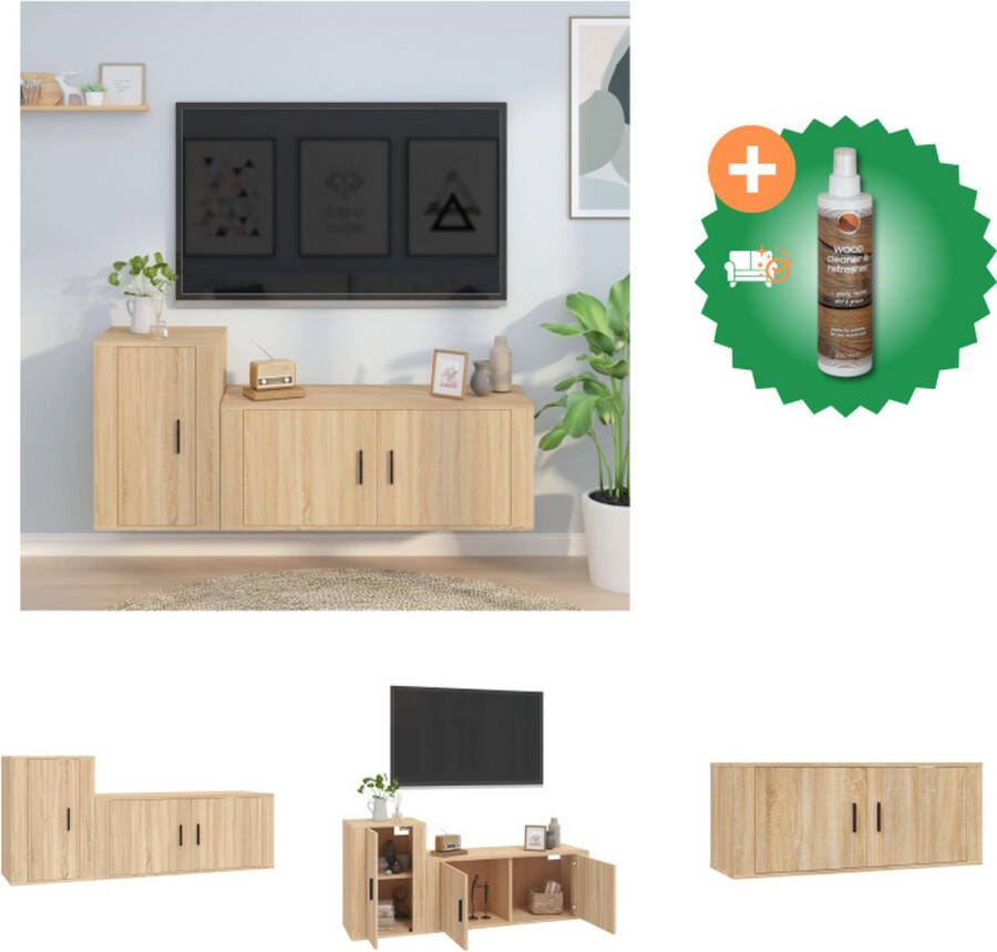 VidaXL Klassieke TV-meubelset Sonoma eiken Wandgemonteerd 100 x 34.5 x 40 cm 40 x 34.5 x 60 cm Kast Inclusief Houtreiniger en verfrisser