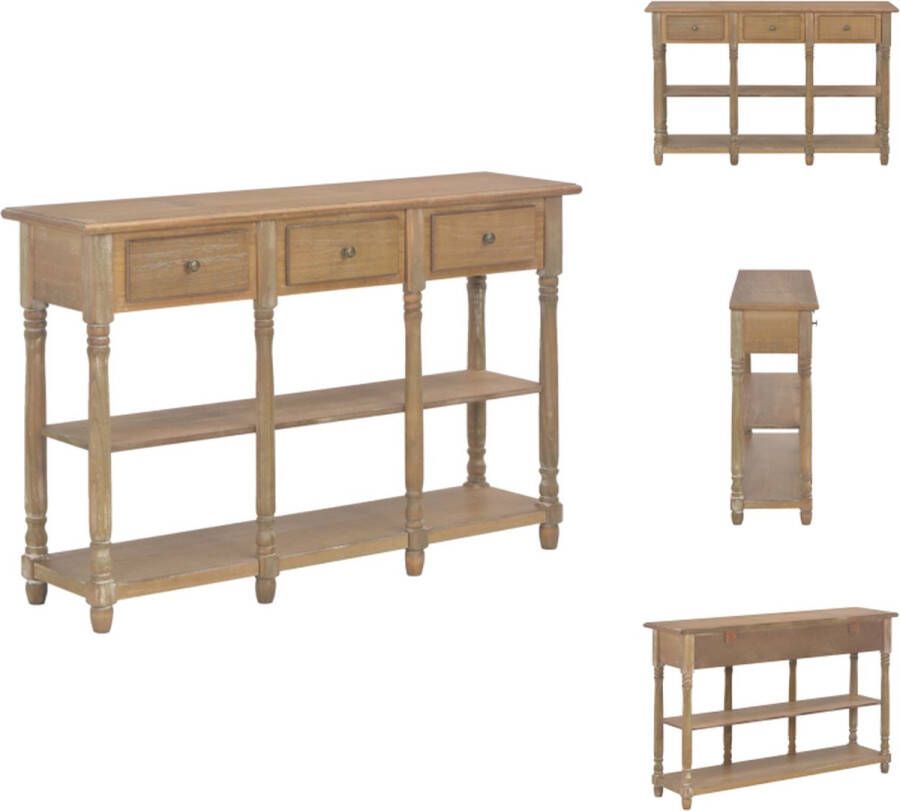 VidaXL Klassieke wandtafel 120 x 30 x 76 cm MDF-tafelblad en massief grenenhout 3 lades 2 schappen Tafel