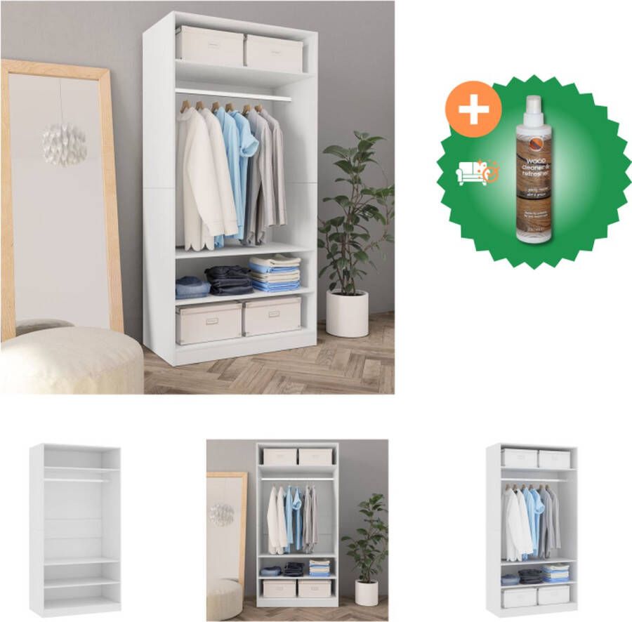 VidaXL Kledingkast 100 x 50 x 200 cm Wit bewerkt hout Kast Inclusief Houtreiniger en verfrisser - Foto 2