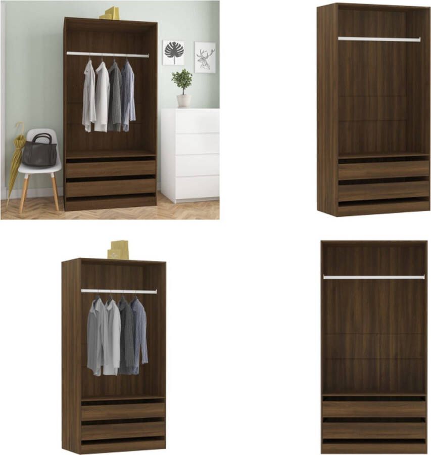 VidaXL Kledingkast 100x50x200 cm bewerkt hout bruineikenkleurig Kledingkast Kledingkasten Garderobekast Slaapkamerkast - Foto 2