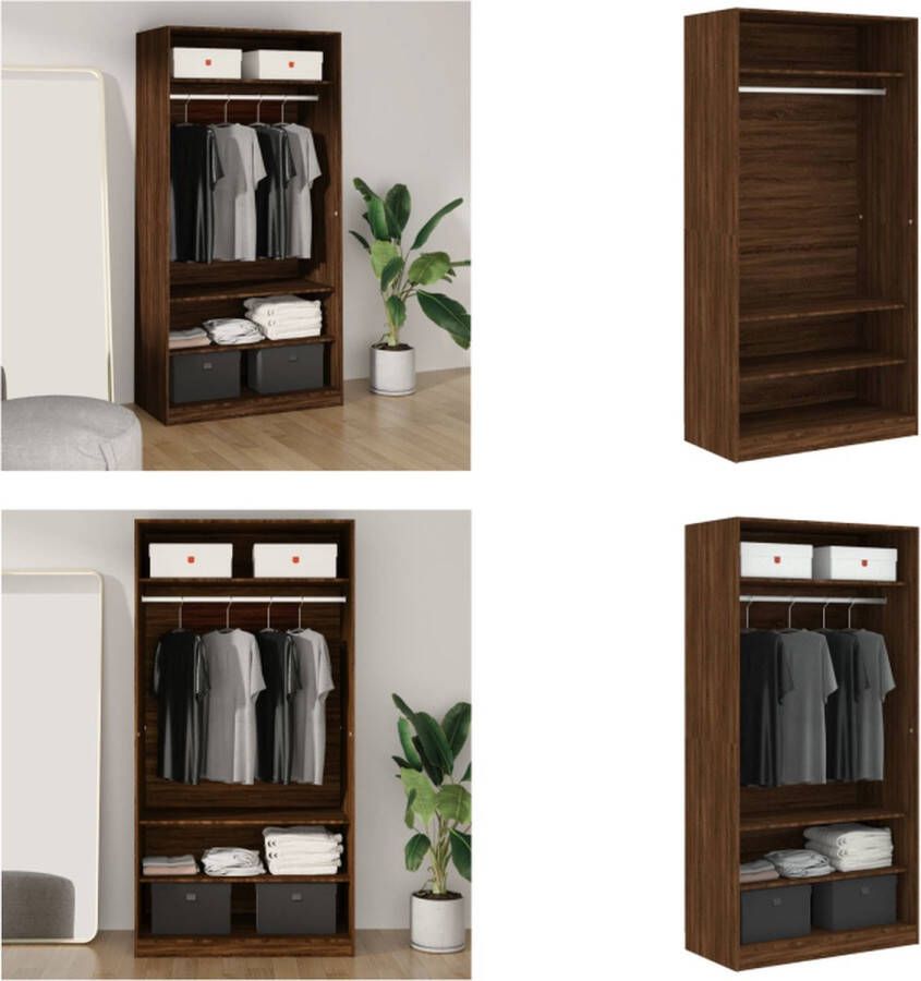 VidaXL Kledingkast 100x50x200 cm bewerkt hout bruineikenkleurig Kledingkast Kledingkasten Garderobekast Slaapkamerkast