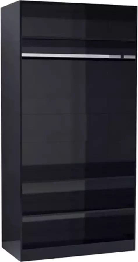 VIDAXL Kledingkast 100x50x200 cm bewerkt hout hoogglans zwart - Foto 2