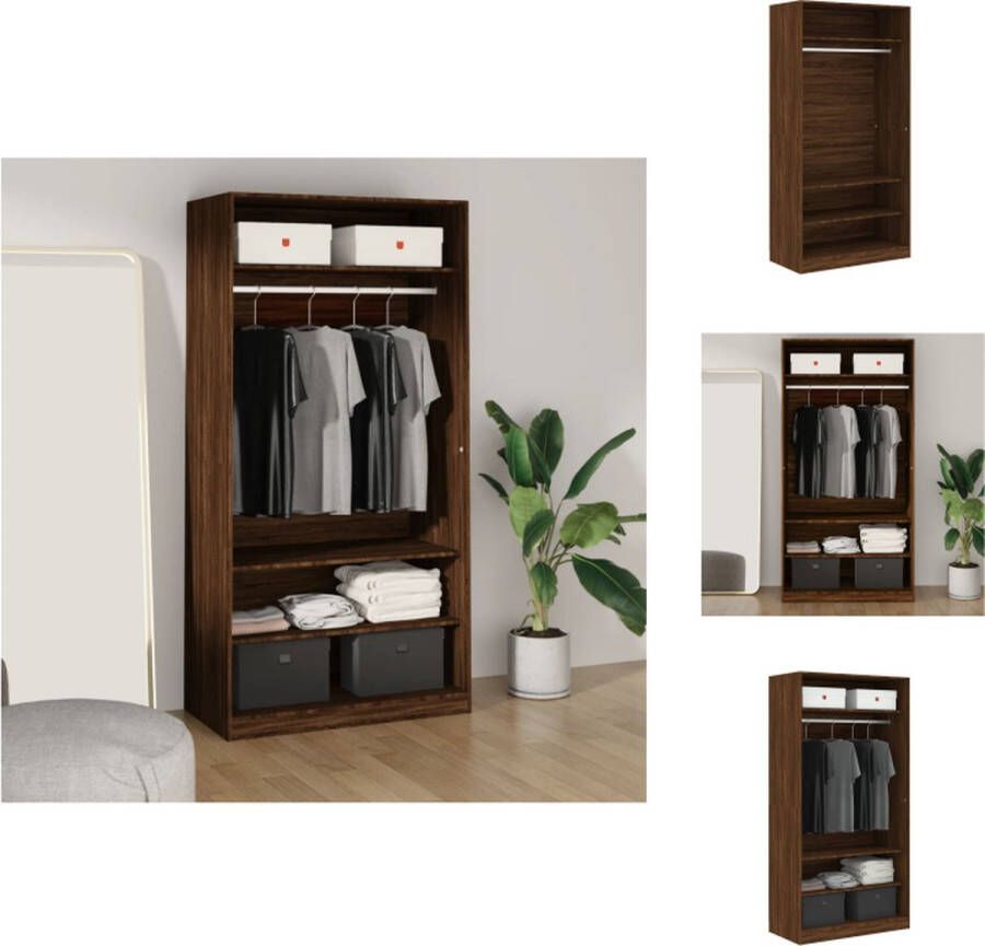 VidaXL Kledingkast Kledingkasten Garderobekast Slaapkamerkast Kledingkast 100x50x200 cm bewerkt hout bruineikenkleurig